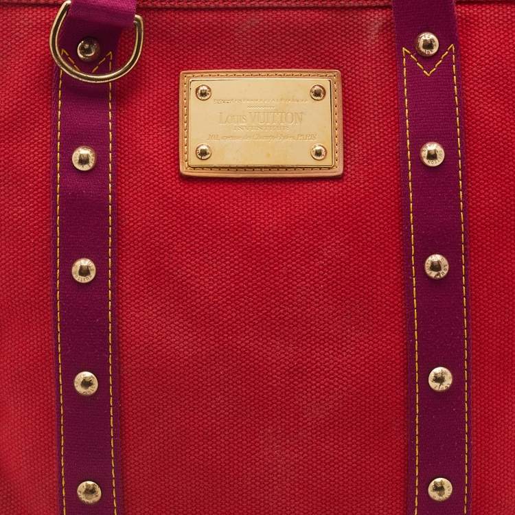 Pre Owned Louis Vuitton Rouge Toile Canvas Limited Edition Antigua Cabas MM Bag