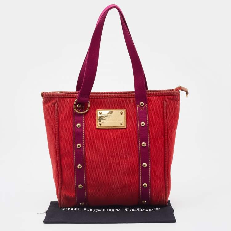 Pre Owned Louis Vuitton Rouge Toile Canvas Limited Edition Antigua Cabas MM Bag