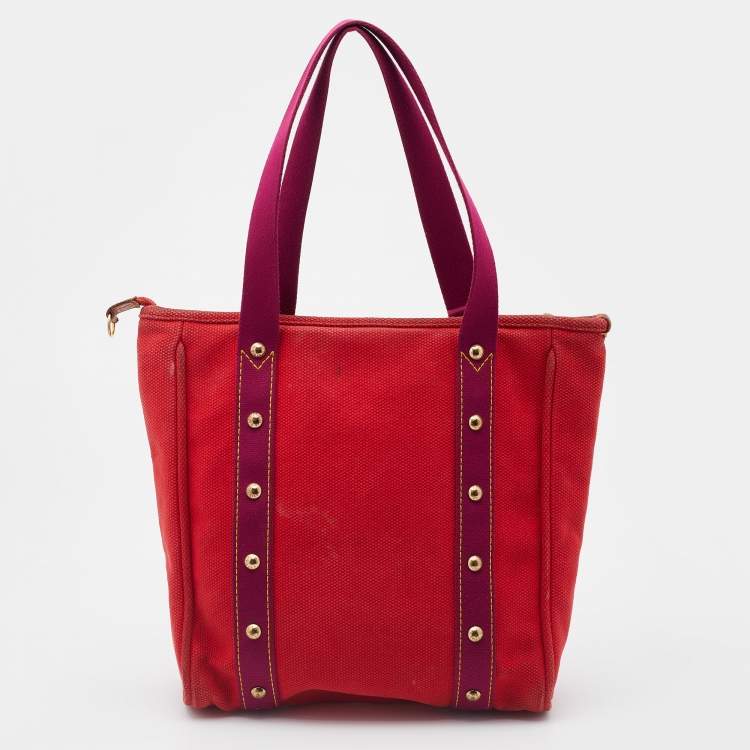 Pre Owned Louis Vuitton Rouge Toile Canvas Limited Edition Antigua Cabas MM Bag