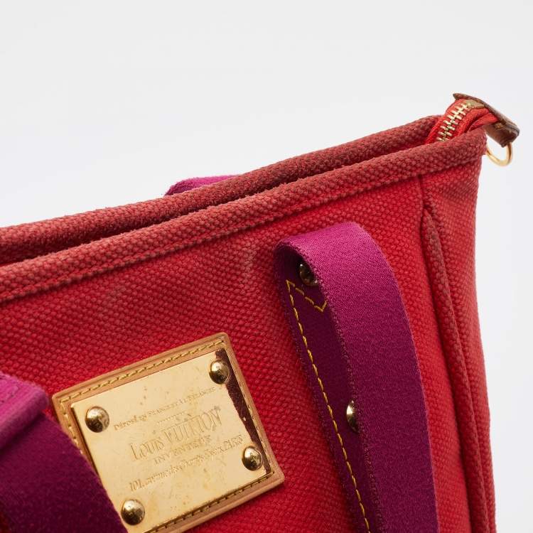Pre Owned Louis Vuitton Rouge Toile Canvas Limited Edition Antigua Cabas MM Bag