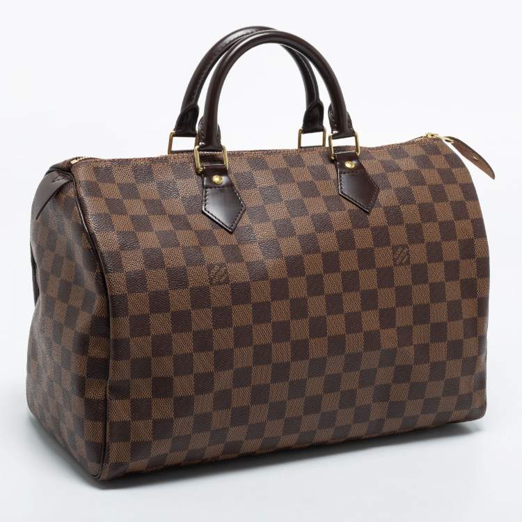 Pre Owned Louis Vuitton Damier Ebene Canvas Speedy 35 Bag