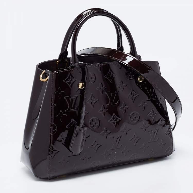 Pre Owned Louis Vuitton Amarante Monogram Vernis Montaigne BB Bag