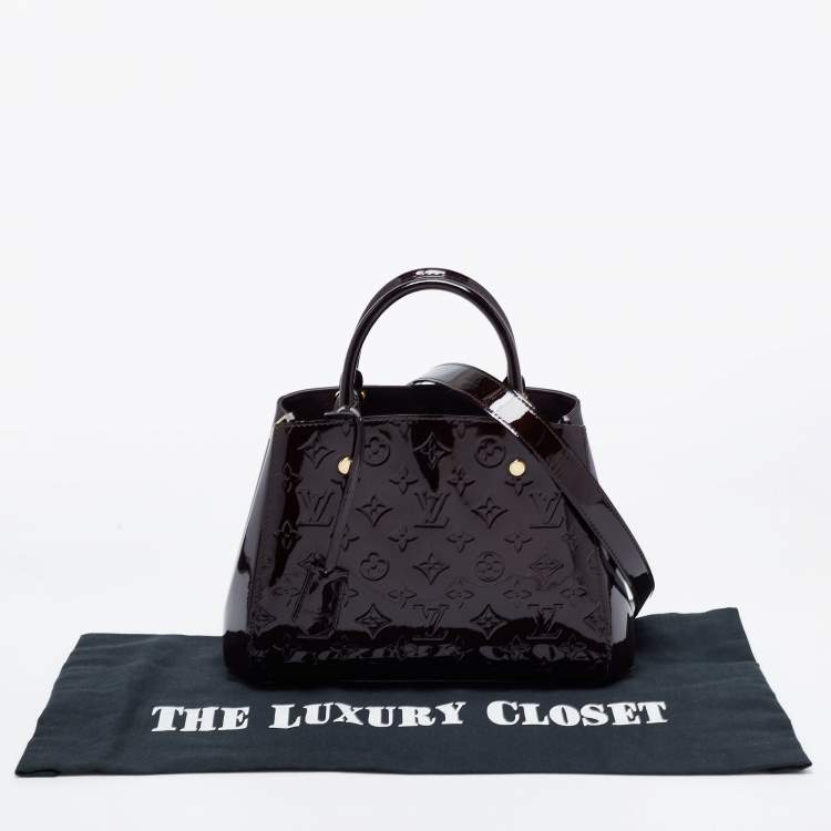 Pre Owned Louis Vuitton Amarante Monogram Vernis Montaigne BB Bag