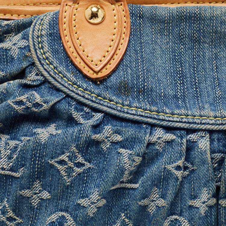 Pre Owned Louis Vuitton Blue Monogram Denim Neo Cabby MM Bag