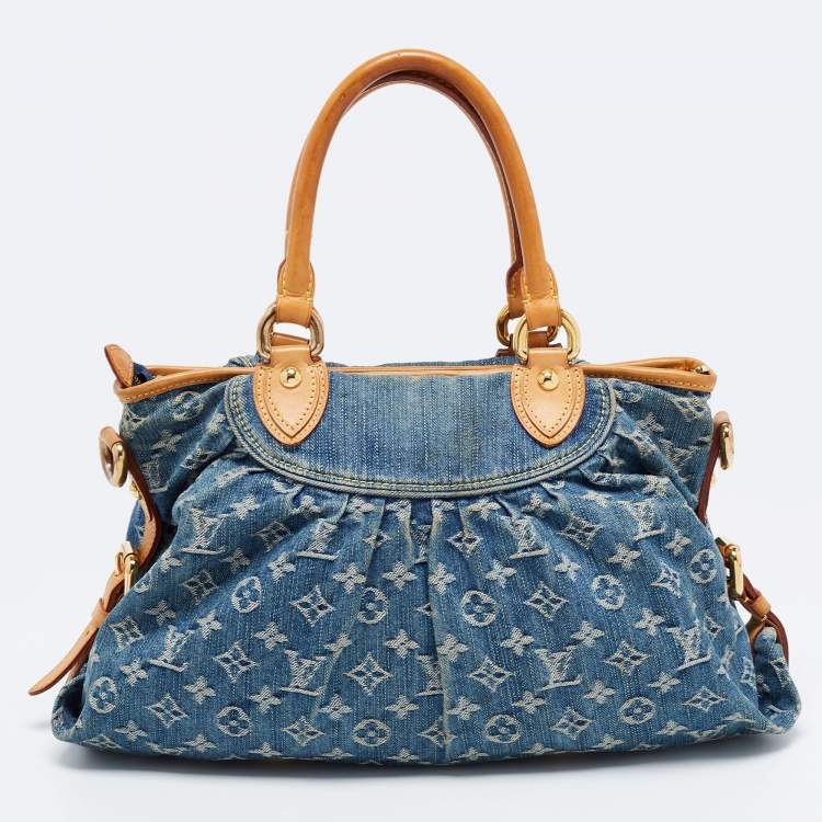 Pre Owned Louis Vuitton Blue Monogram Denim Neo Cabby MM Bag