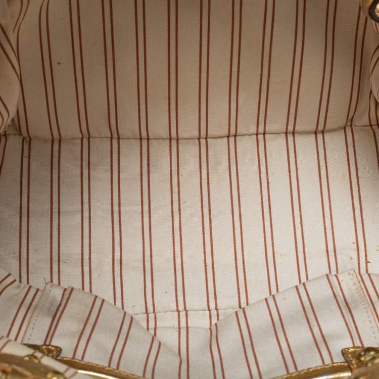 Pre Owned Louis Vuitton Gold/Cream Canvas and Leather Antigua Theda PM Bag
