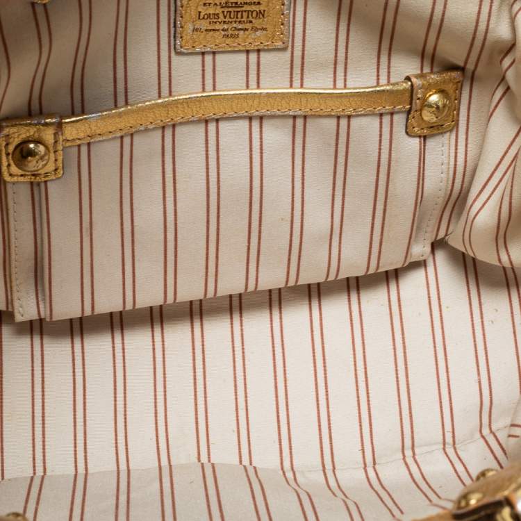Pre Owned Louis Vuitton Gold/Cream Canvas and Leather Antigua Theda PM Bag