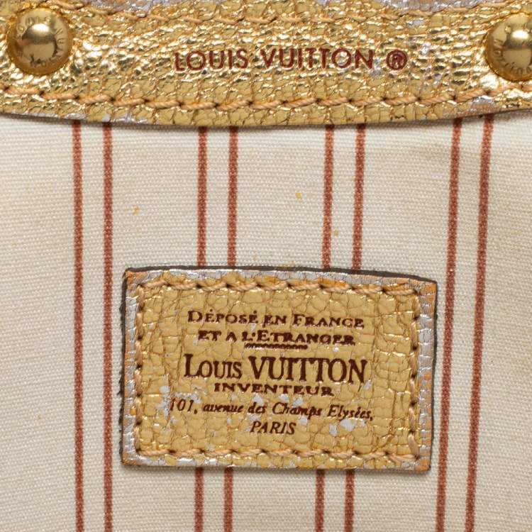Pre Owned Louis Vuitton Gold/Cream Canvas and Leather Antigua Theda PM Bag