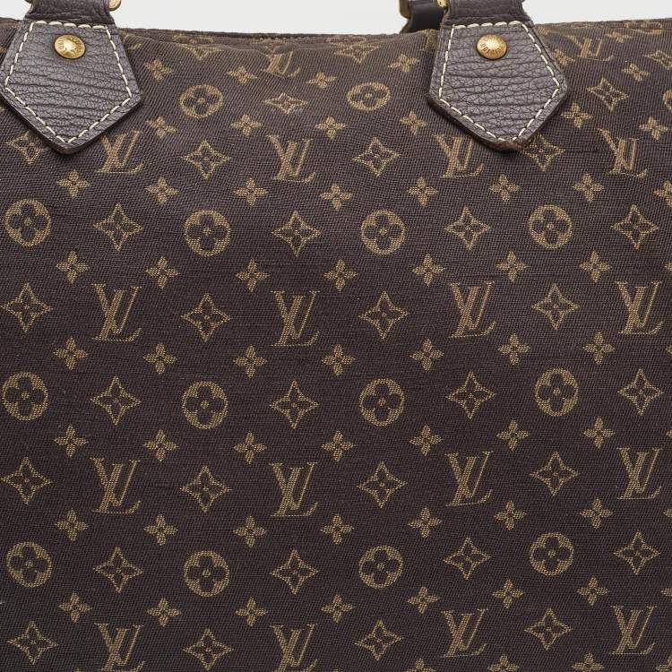 Pre Owned Louis Vuitton Fusain Monogram Mini Lin Canvas Speedy 30 Bag