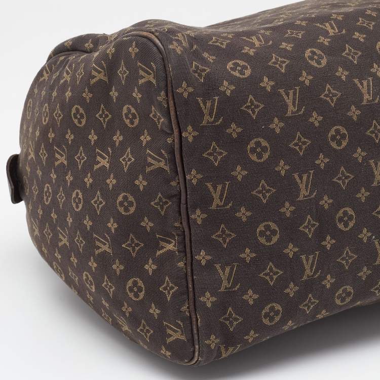 Pre Owned Louis Vuitton Fusain Monogram Mini Lin Canvas Speedy 30 Bag