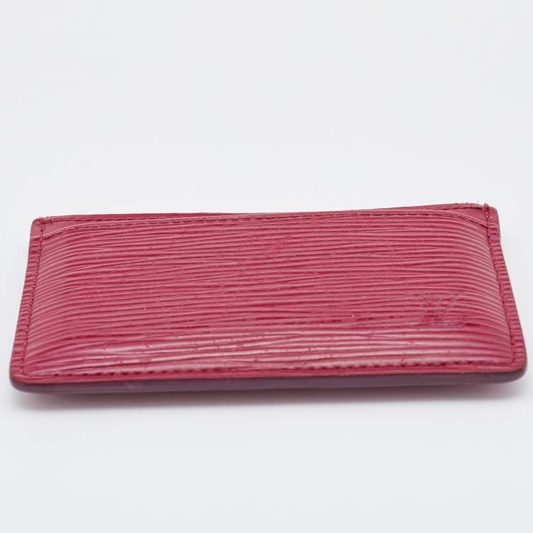 Pre Owned Louis Vuitton Fuchsia Epi Leather Card Holder