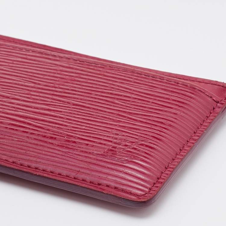 Pre Owned Louis Vuitton Fuchsia Epi Leather Card Holder