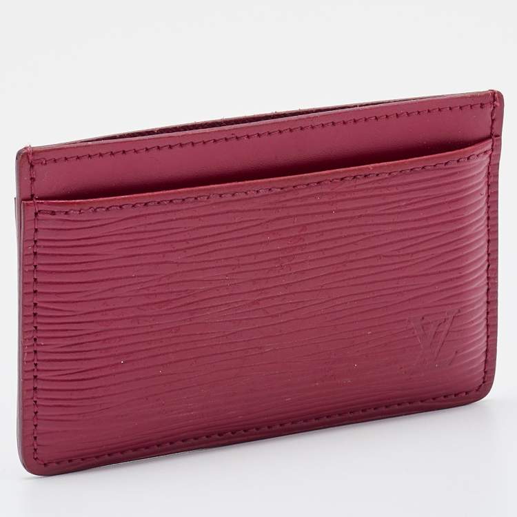 Pre Owned Louis Vuitton Fuchsia Epi Leather Card Holder