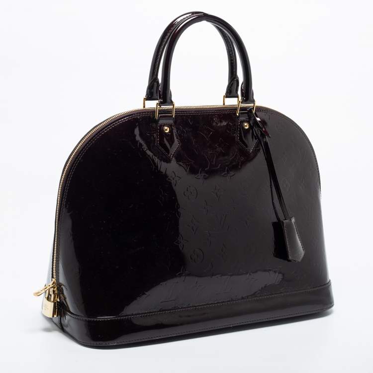 Pre Owned Louis Vuitton Terre D'Ombre Monogram Vernis Alma GM Bag