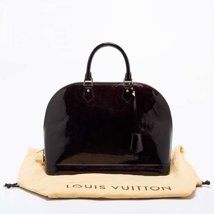 Pre Owned Louis Vuitton Terre D'Ombre Monogram Vernis Alma GM Bag