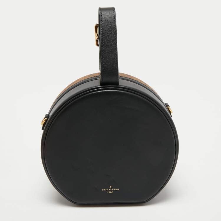 Pre Owned Louis Vuitton Black Monogram Reverse Canvas Petite Boite Chapeau Bag