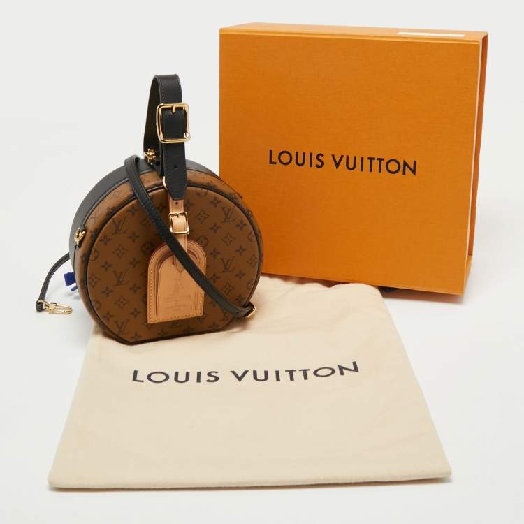 Pre Owned Louis Vuitton Black Monogram Reverse Canvas Petite Boite Chapeau Bag