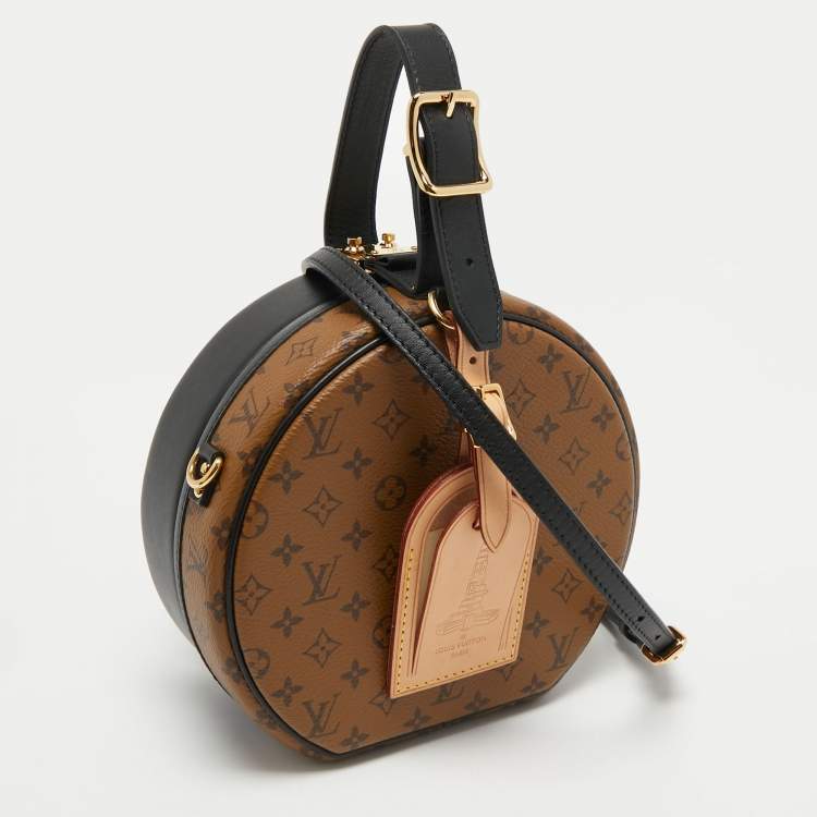 Pre Owned Louis Vuitton Black Monogram Reverse Canvas Petite Boite Chapeau Bag
