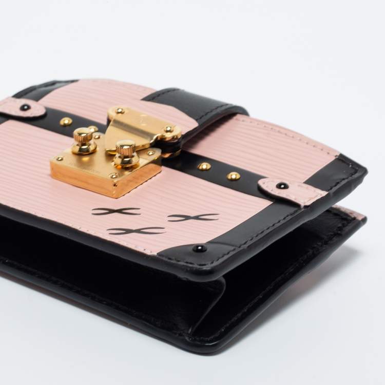 Pre Owned Louis Vuitton Rose Ballerine/Black Epi Leather Trunk Multicartes Wallet
