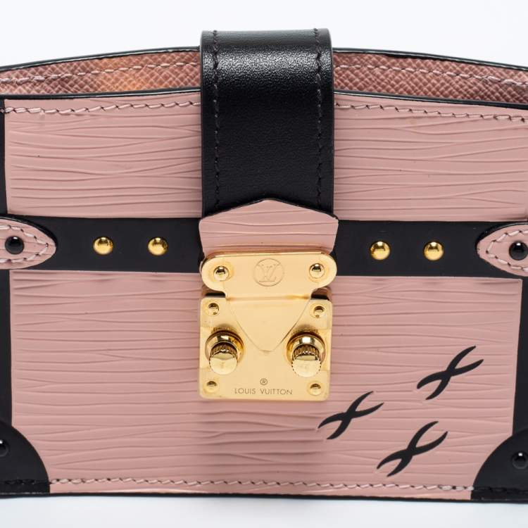 Pre Owned Louis Vuitton Rose Ballerine/Black Epi Leather Trunk Multicartes Wallet