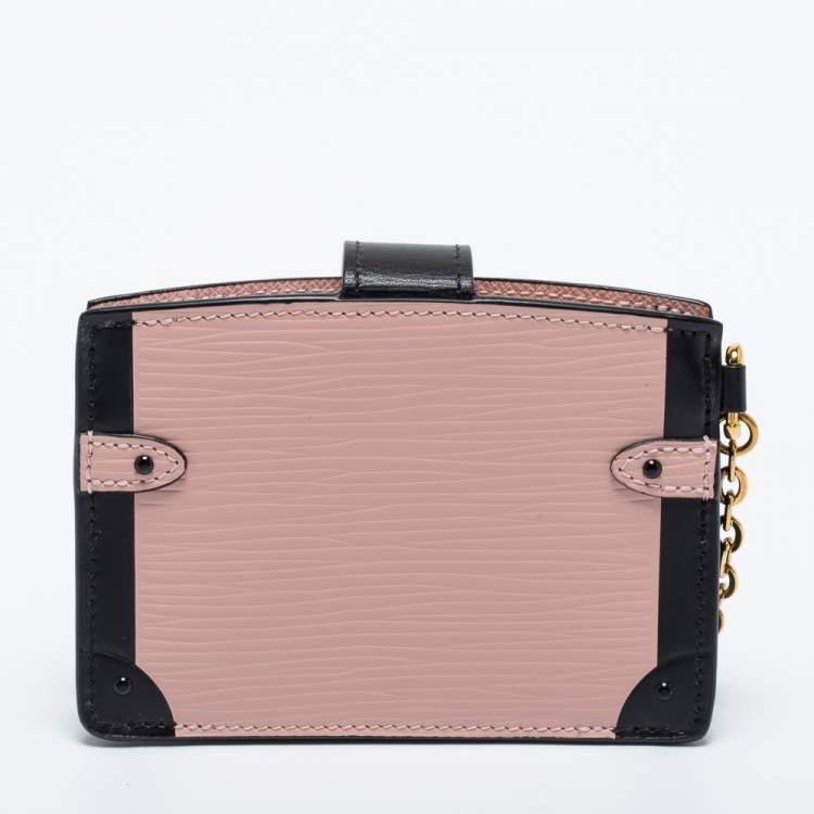 Pre Owned Louis Vuitton Rose Ballerine/Black Epi Leather Trunk Multicartes Wallet