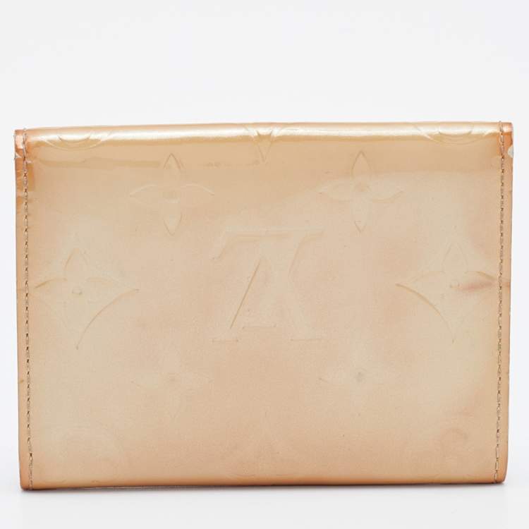 Pre Owned Louis Vuitton Perle Monogram Vernis Flap Card Case