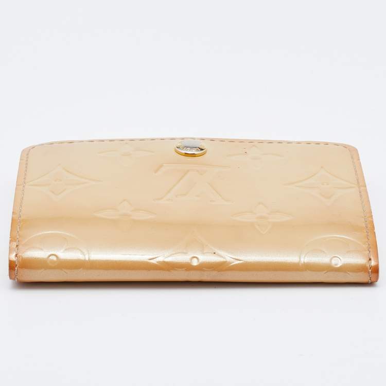 Pre Owned Louis Vuitton Perle Monogram Vernis Flap Card Case