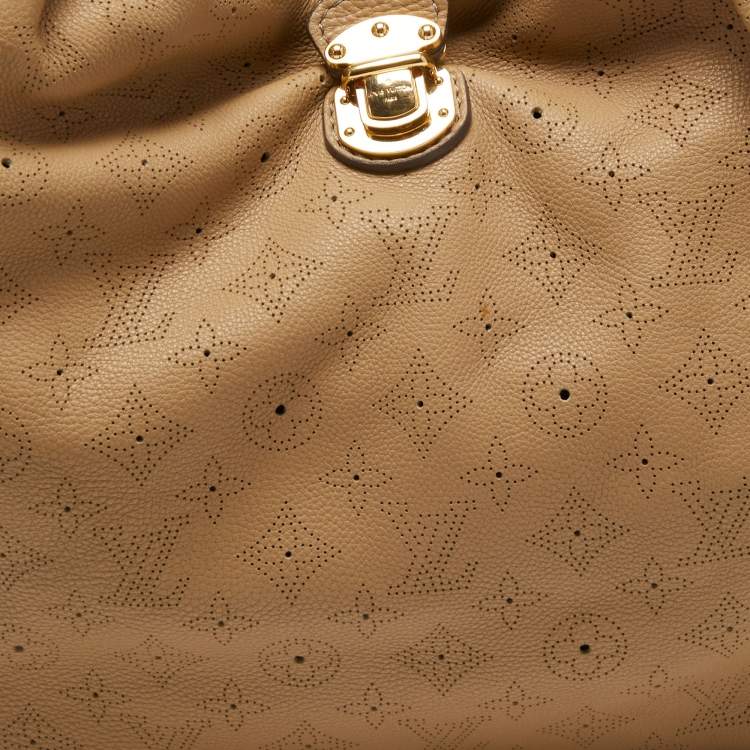 Pre Owned Louis Vuitton Biscuit Monogram Mahina Leather L Bag