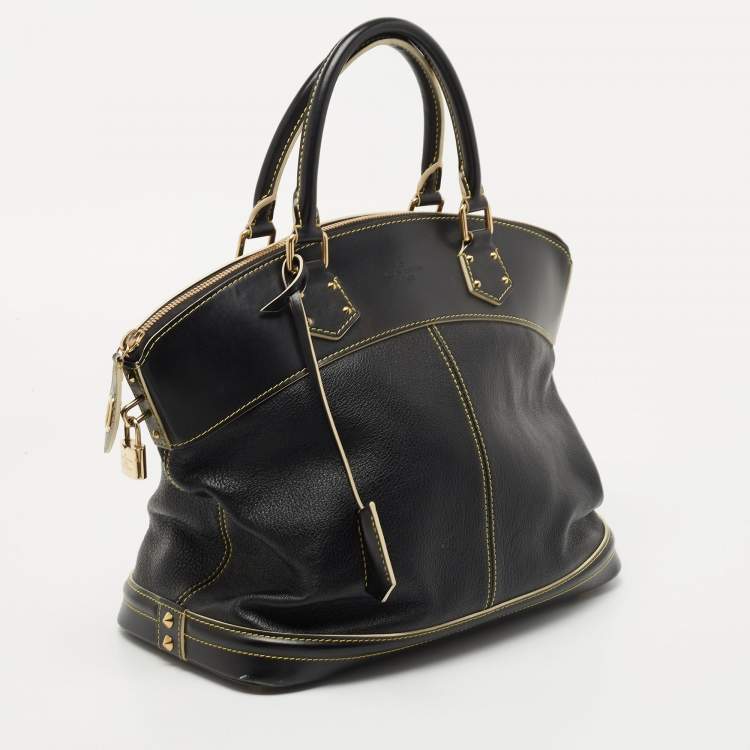 Pre Owned Louis Vuitton Black Suhali Leather Lockit MM Bag 