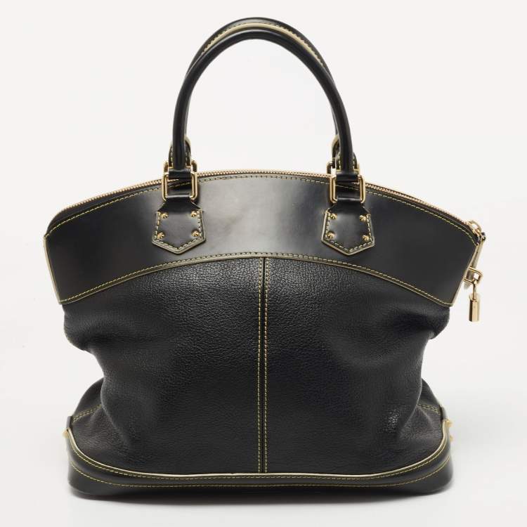 Pre Owned Louis Vuitton Black Suhali Leather Lockit MM Bag 