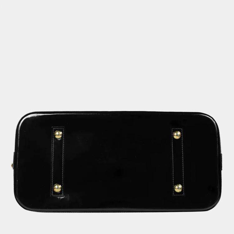Pre Owned Louis Vuitton Black Monogram Vernis Alma GM Bag