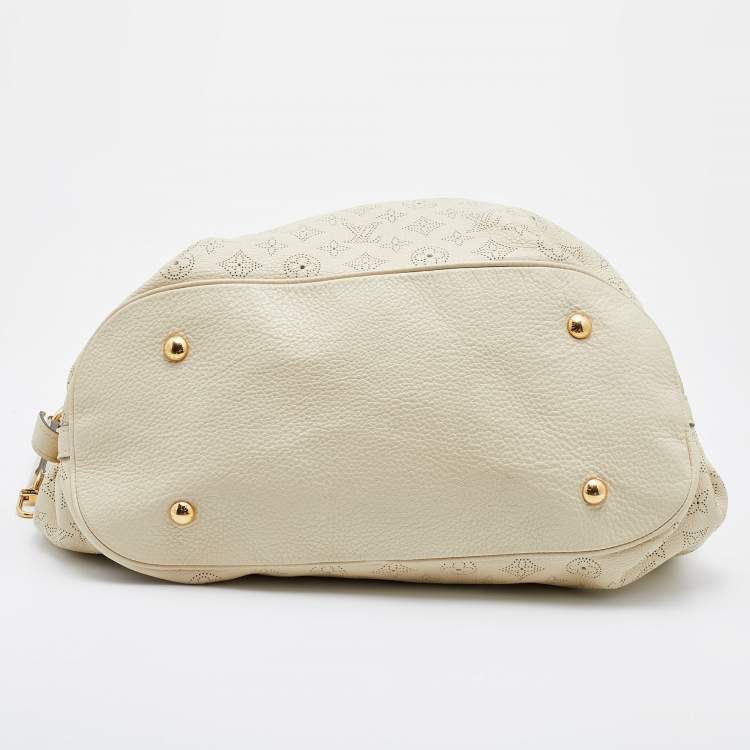 Pre Owned Louis Vuitton Biscuit Monogram Mahina Leather L Bag