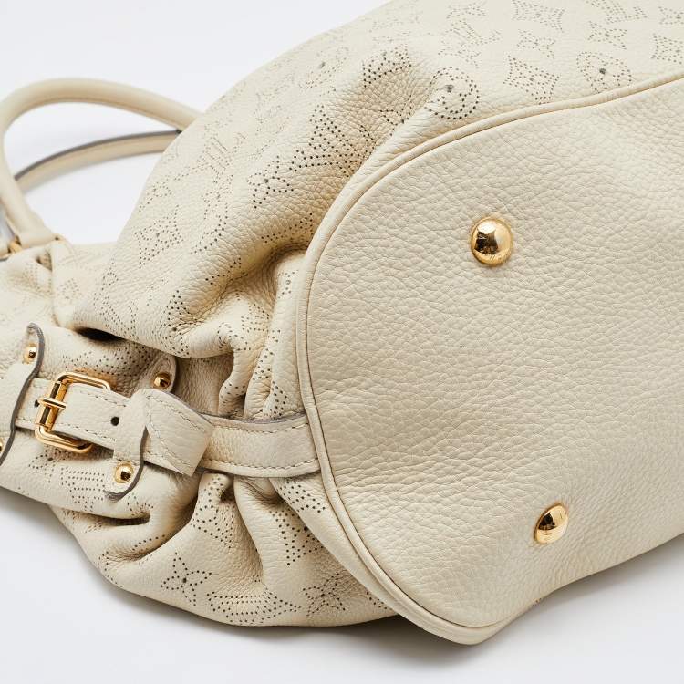 Pre Owned Louis Vuitton Biscuit Monogram Mahina Leather L Bag