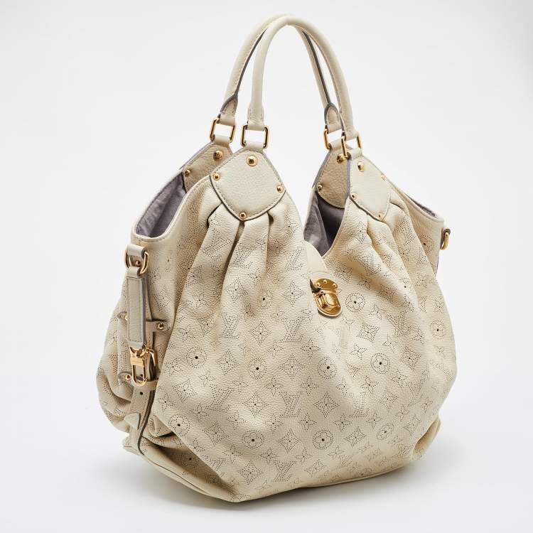 Pre Owned Louis Vuitton Biscuit Monogram Mahina Leather L Bag
