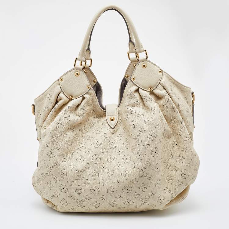 Pre Owned Louis Vuitton Biscuit Monogram Mahina Leather L Bag