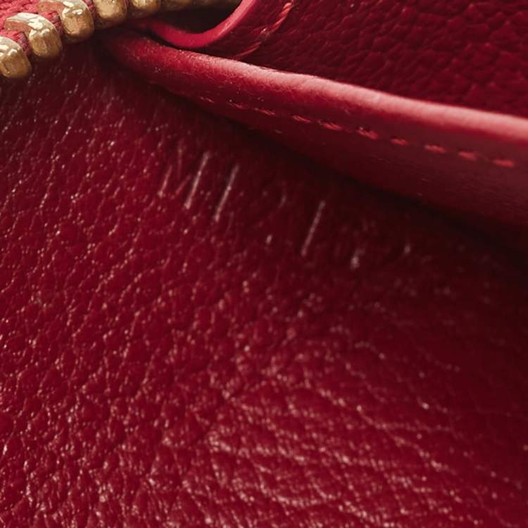 Pre Owned Louis Vuitton Red Ostrich Zippy Wallet