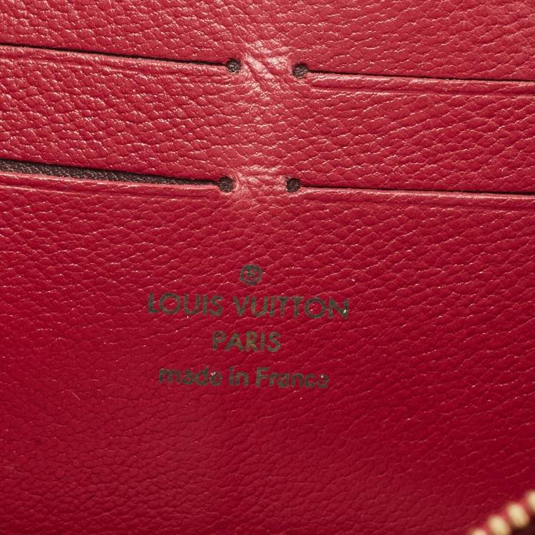 Pre Owned Louis Vuitton Red Ostrich Zippy Wallet