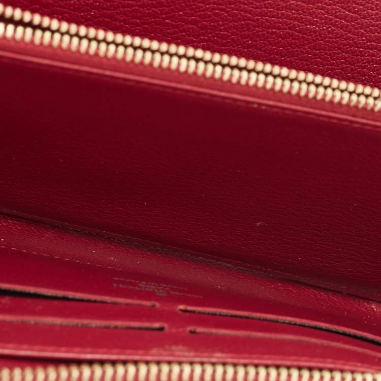Pre Owned Louis Vuitton Red Ostrich Zippy Wallet