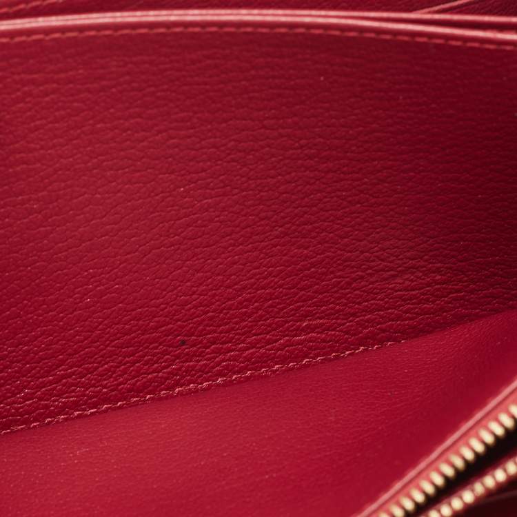 Pre Owned Louis Vuitton Red Ostrich Zippy Wallet