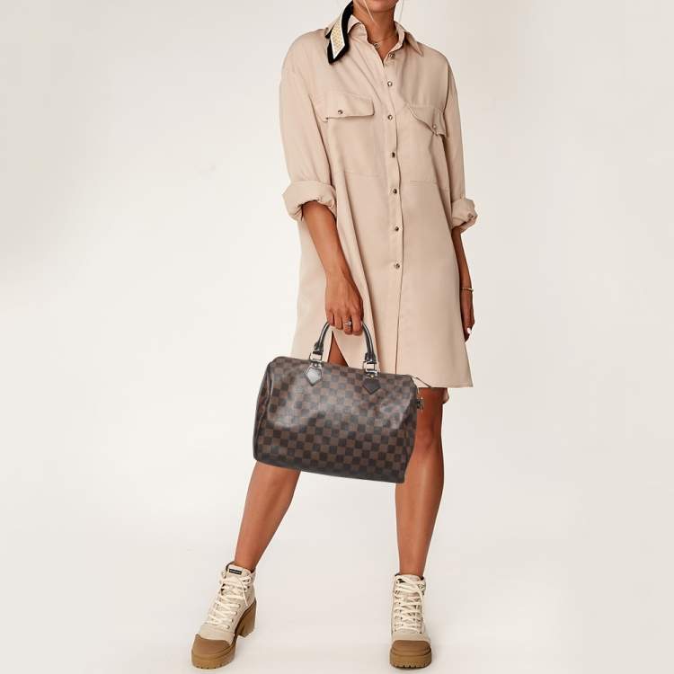 Pre Owned Louis Vuitton Damier Ebene Canvas Speedy 30 Bag