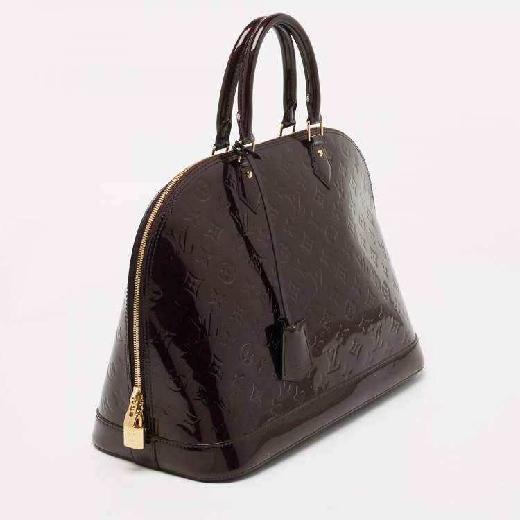 Pre Owned Louis Vuitton Amarante Monogram Vernis Alma GM Bag