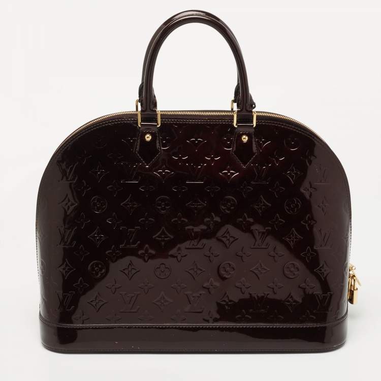 Pre Owned Louis Vuitton Amarante Monogram Vernis Alma GM Bag