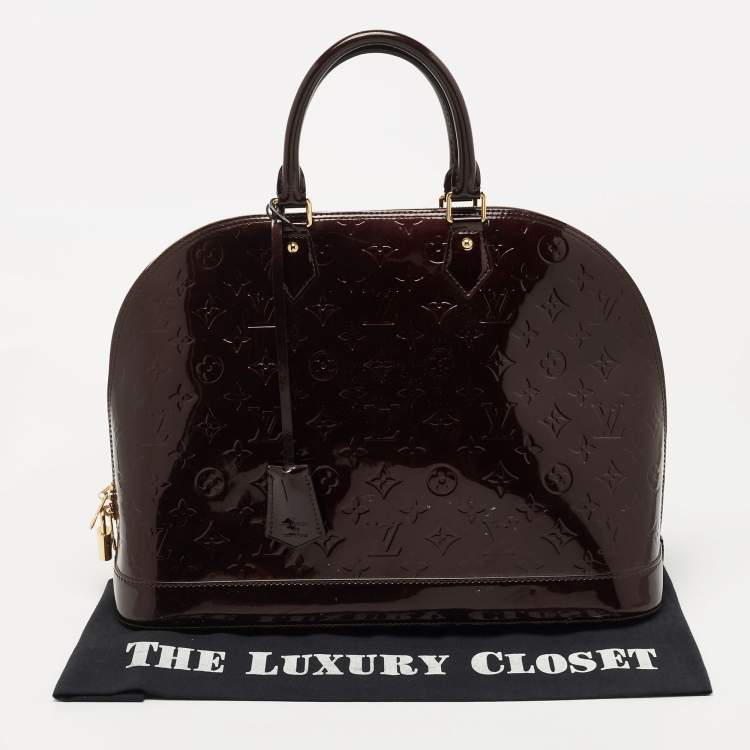 Pre Owned Louis Vuitton Amarante Monogram Vernis Alma GM Bag