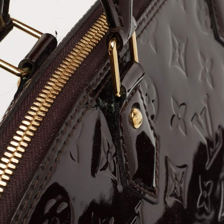 Pre Owned Louis Vuitton Amarante Monogram Vernis Alma GM Bag