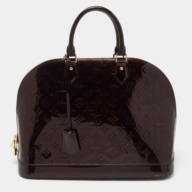 Pre Owned Louis Vuitton Amarante Monogram Vernis Alma GM Bag