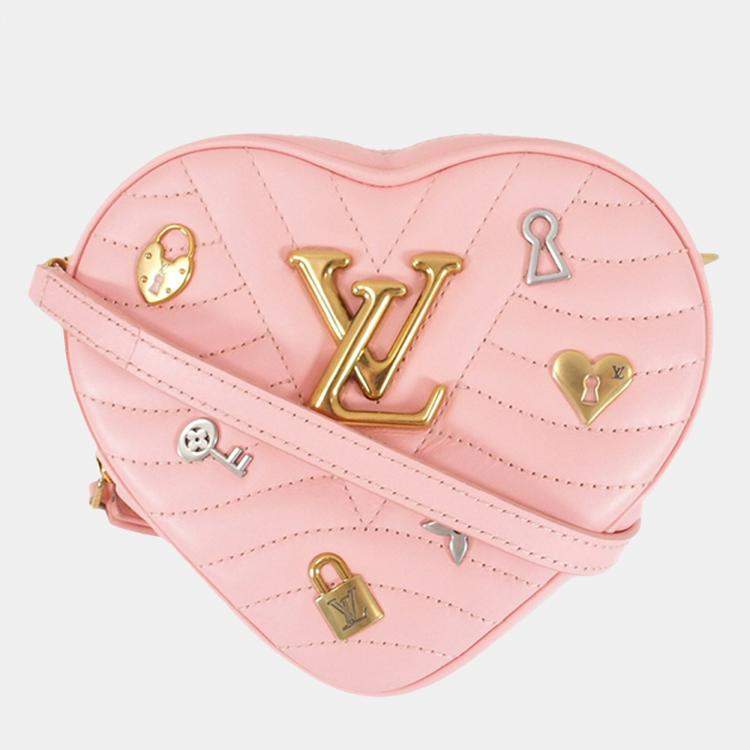 Authenticated Louis Vuitton New Wave Heart Crossbody Pink Calf Leather Bag