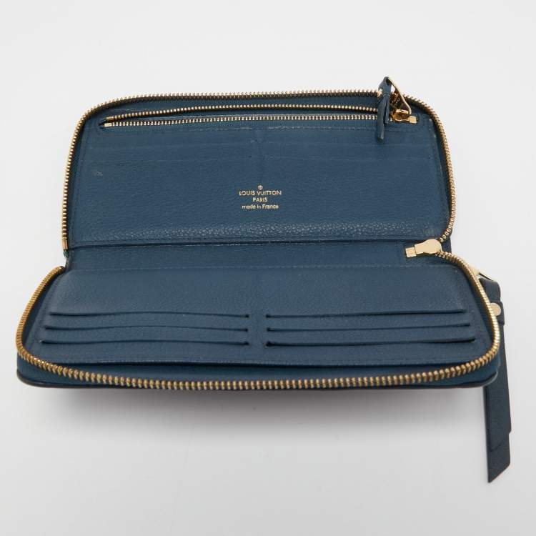 LOUIS VUITTON Monogram Empreinte Leather Zippy Wallet Navy Blue