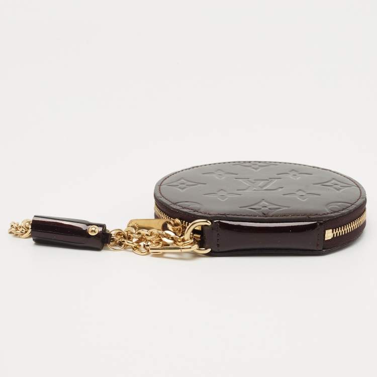 Pre Owned Louis Vuitton Amarante Monogram Vernis Porte Monnaie Round Coin Purse
