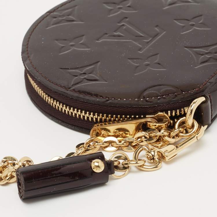 Pre Owned Louis Vuitton Amarante Monogram Vernis Porte Monnaie Round Coin Purse