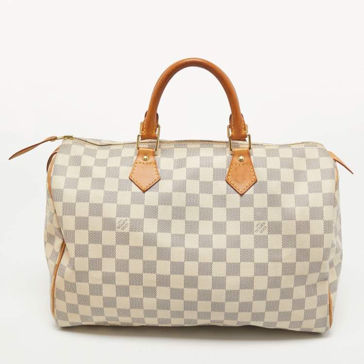 Pre Owned Louis Vuitton Damier Azure Canvas Speedy 35 bag